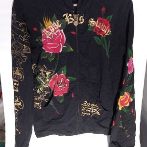 Ed Hardy Medium Zip Up Hoodie